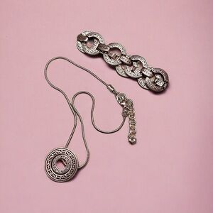 RETIRED Vintage Brighton Central Park Circle Scrollwork Necklace & Bracelet Set